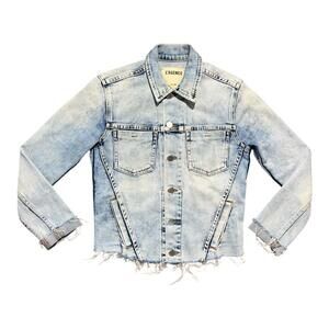 L’ Agence Janelle Cropped Denim Jacket Fray Hems